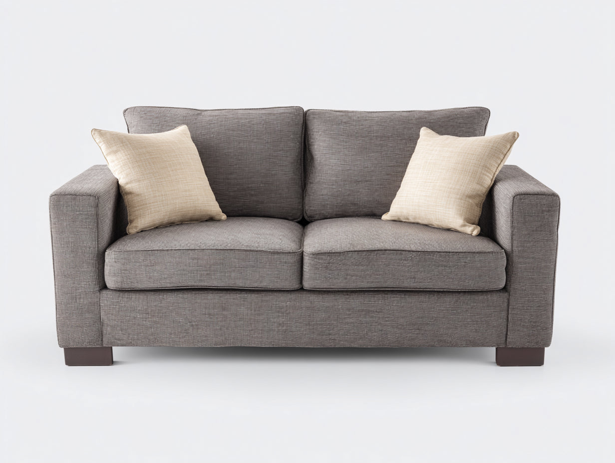 Zweisitzer Sofa mit Webstoffbezug 188 x 90 x 86 cm - Grau - modernes Design mit breiten Armlehnen