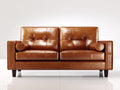 Zweisitzer Sofa in Lederoptik 180 x 88 x 86 cm - Cognacbraun - Gesteppte Rückenlehne mit Holzfüßen