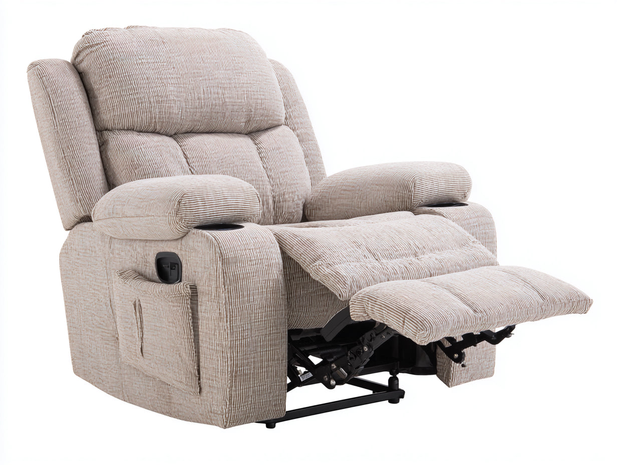 Liegesessel mit Stoffbezug 96 x 92 x 105 cm - Beige - Elektrische Relaxfunktion mit Fußstütze