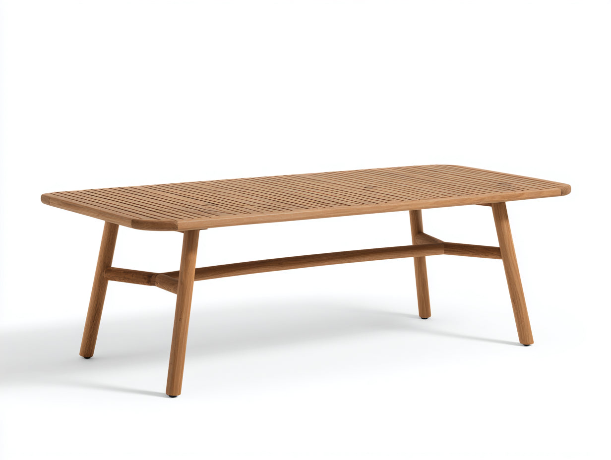 Gartentisch aus Holz 180 x 90 x 75 cm - Naturbraun - Rechteckige Lamellenplatte für Terrasse und Garten