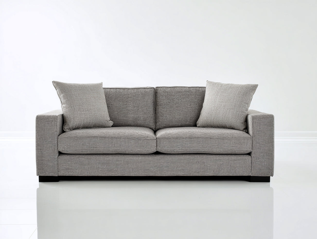 Zweisitzer Sofa mit Strukturstoff 188 x 91 x 84 cm - Greige - Gerade Form mit niedrigen Füßen