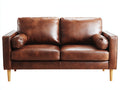 Zweisitzer Sofa mit Kunstlederbezug 184 x 88 x 85 cm - Cognacbraun - modernes Design mit Holzfüßen