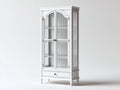 Bücherregal mit Glastüren 92 x 42 x 190 cm - Weiß - Klassisches Design mit 2 Türen und 1 Schublade