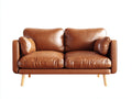 Zweisitzer Sofa in Lederoptik 178 x 88 x 86 cm - Cognacbraun - Modernes Design mit Holzfüßen