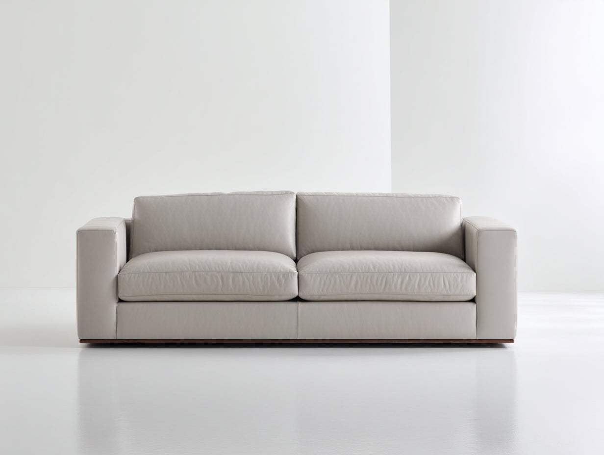 Zweisitzer Sofa mit Kunstlederbezug 198 x 92 x 85 cm - Cremeweiß - Geradliniges Design für Wohnzimmer