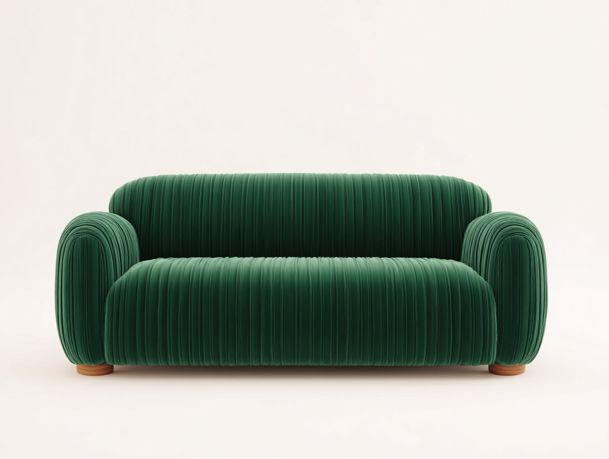 Zweisitzer Sofa mit Samtbezug 196 x 92 x 78 cm - Dunkelgrün - gerundetes Design für Wohnzimmer