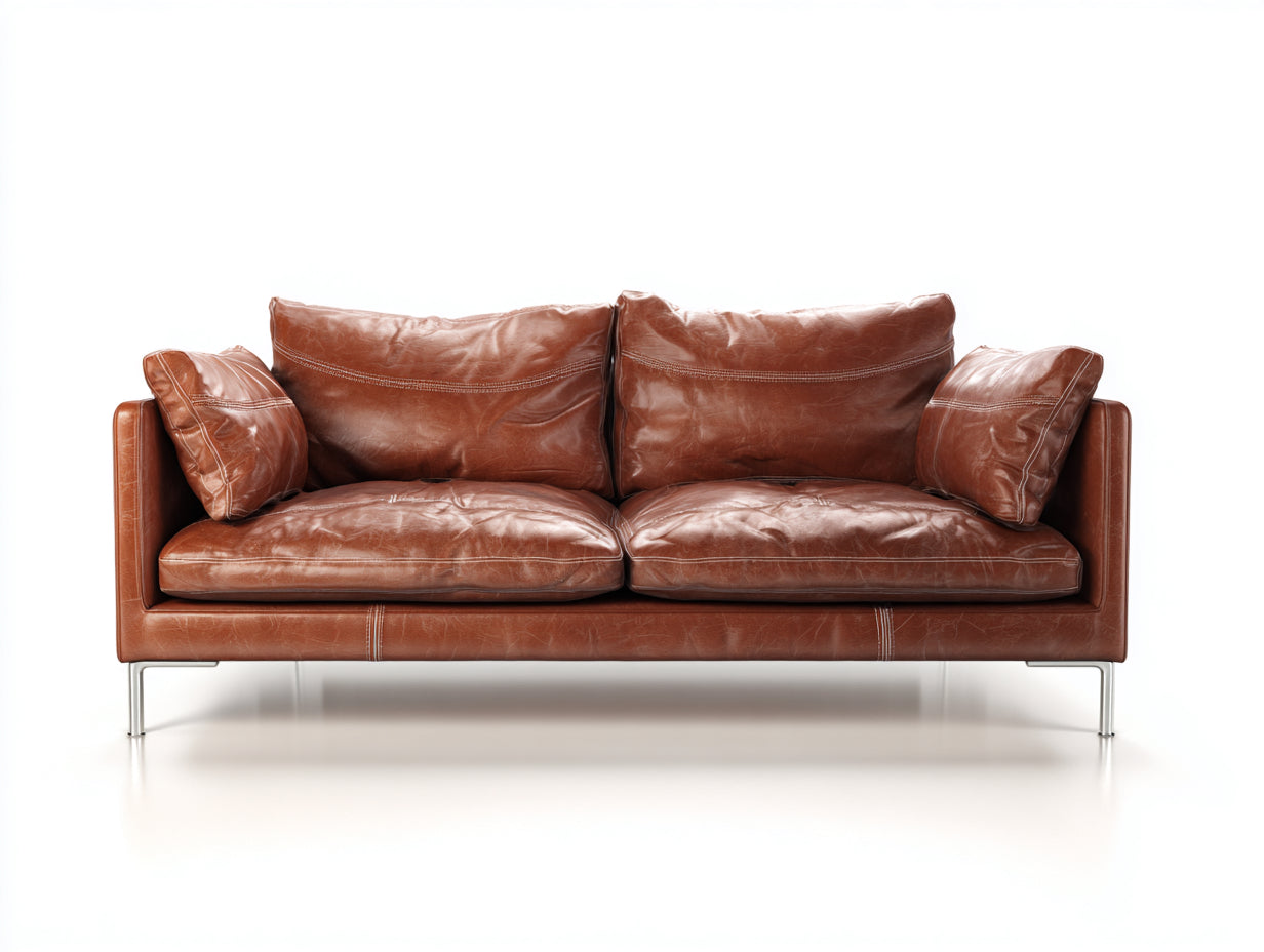 Zweisitzer Sofa mit Kunstlederbezug 188 x 90 x 82 cm - Cognacbraun - Modernes Design mit Metallfüßen