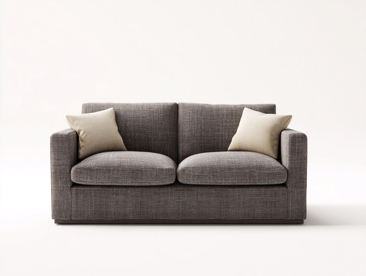 Zweisitzer Sofa mit Strukturstoffbezug 184 x 88 x 82 cm - Dunkelgrau - Geradliniges Design für Wohnzimmer