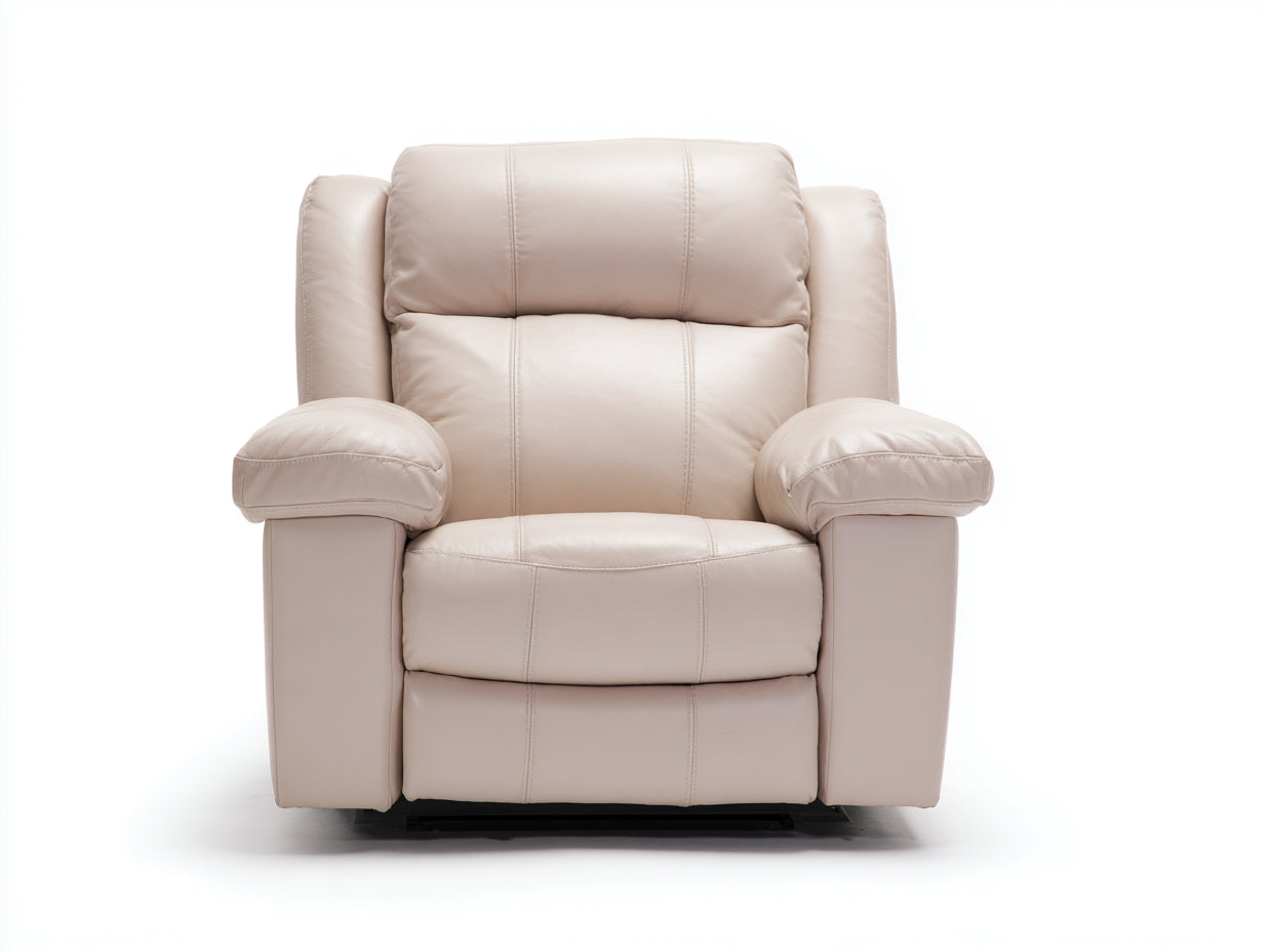 Liegesessel mit Kunstlederbezug 98 x 94 x 103 cm - Creme - Gepolsterte Relaxfunktion mit Fußstütze