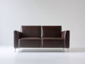 Zweisitzer Sofa mit Kunstlederbezug 158 x 82 x 78 cm - Dunkelbraun - Modernes Design mit Metallfüßen