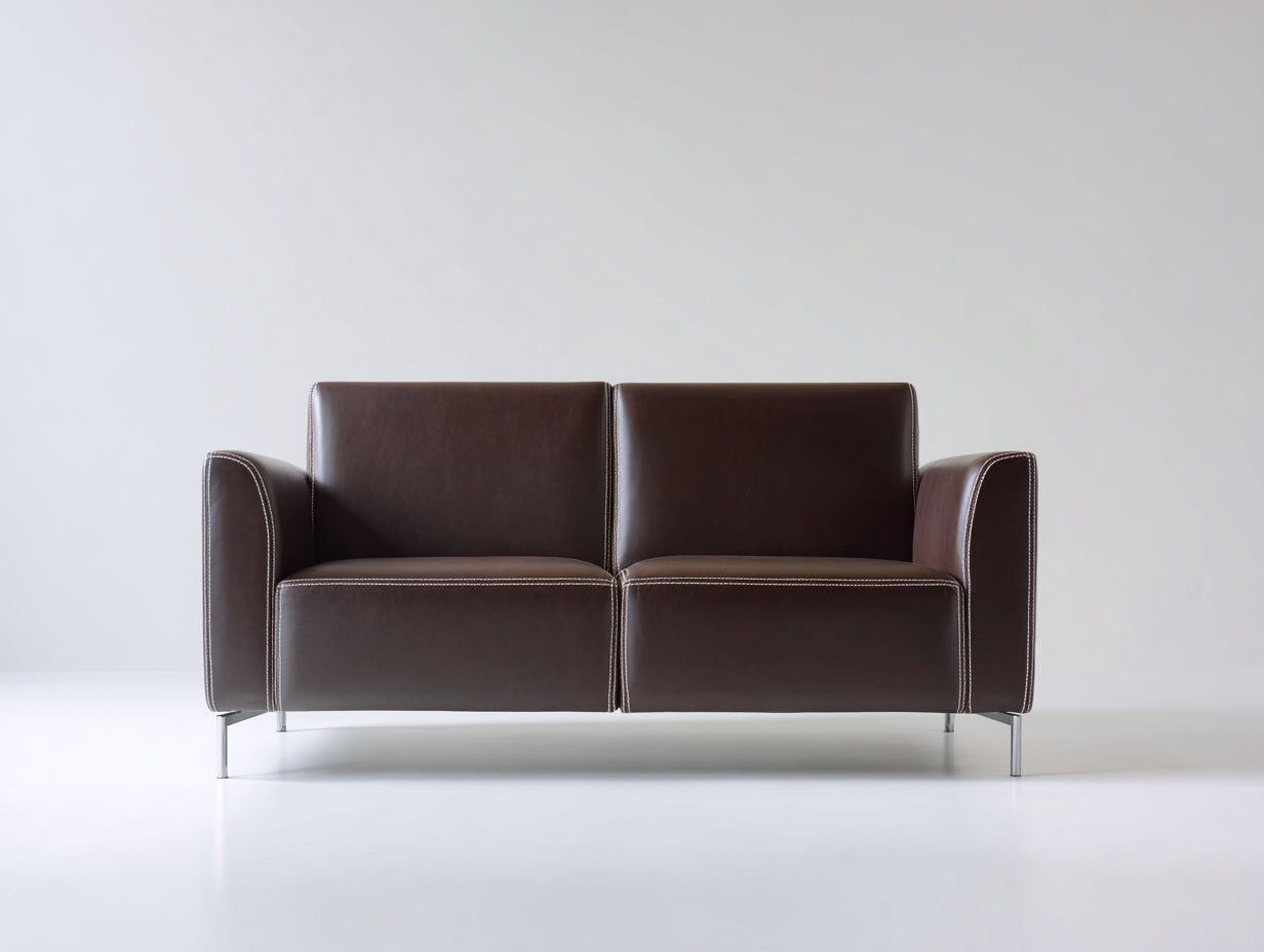 Zweisitzer Sofa mit Kunstlederbezug 158 x 82 x 78 cm - Dunkelbraun - Modernes Design mit Metallfüßen