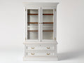 Bücherregal mit 2 Glastüren und 2 Schubladen 110 x 46 x 195 cm - Weiß - Klassischer Landhausstil