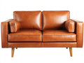 Zweisitzer Sofa mit Kunstlederbezug 182 x 87 x 84 cm - Cognacbraun - modernes Design mit Holzfüßen